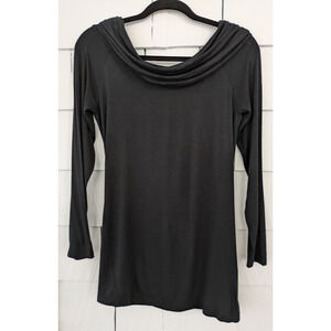 Motherhood Maternity Sz Small Black Cowl Boat Neck Long Sleeve Lightweight Shirt